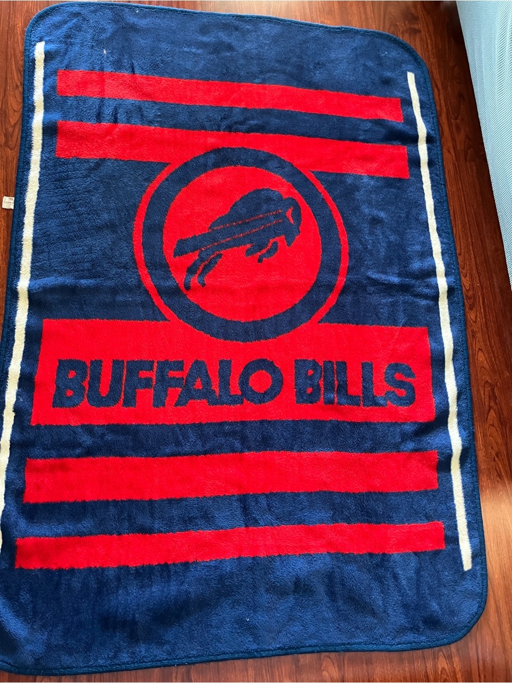 Vintage San Marcos BUFFALO BILLS NFL Fleece Throw blanket Oversized 79”x 55”